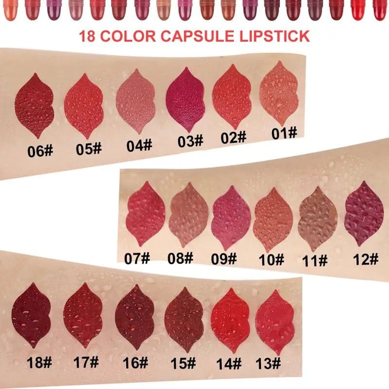 18 pcs/set Long-Lasting Velvet Matte Capsule Lipstick Set - Bellevery