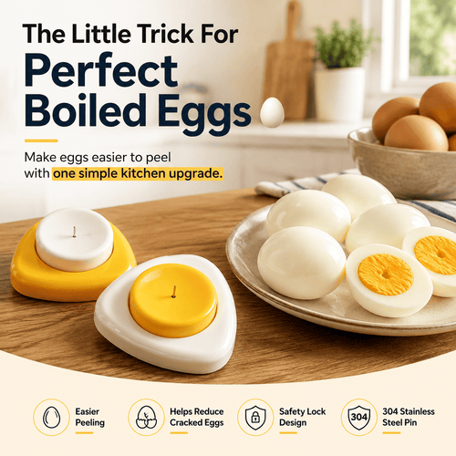 🥚  Egg Piercer for Perfect Boiled Eggs – Easy Peel Egg Tool with Safety Lock & 304 Stainless Steel Pin