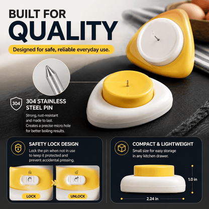 🥚  Egg Piercer for Perfect Boiled Eggs – Easy Peel Egg Tool with Safety Lock & 304 Stainless Steel Pin