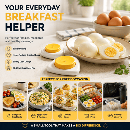 🥚  Egg Piercer for Perfect Boiled Eggs – Easy Peel Egg Tool with Safety Lock & 304 Stainless Steel Pin