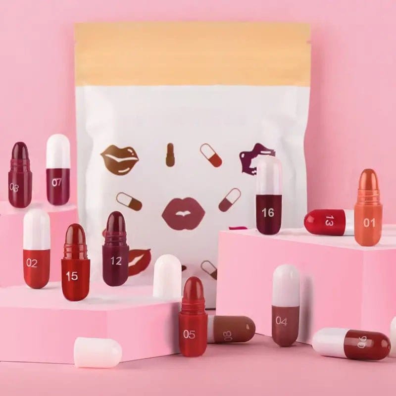 18 pcs/set Long-Lasting Velvet Matte Capsule Lipstick Set - Bellevery