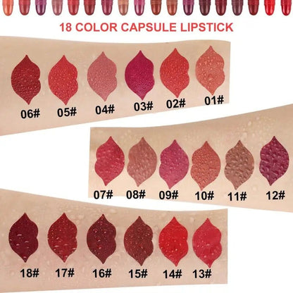 18 pcs/set Long-Lasting Velvet Matte Capsule Lipstick Set - Bellevery