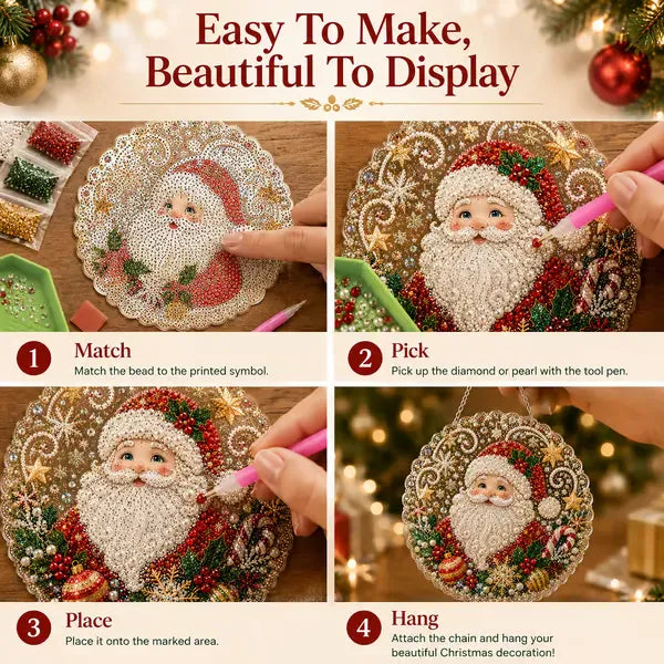 🎄 LAST DAY 49% OFF – ✨ Christmas Pearl Diamond Art Hanging Ornament Kit