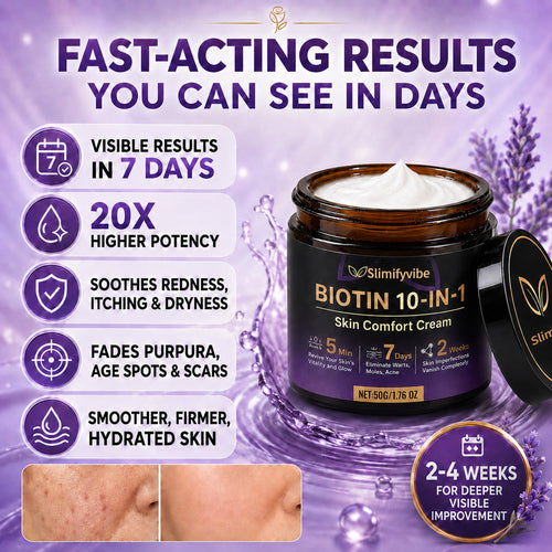 ✨ Bellevery® Biotin 10-in-1 Skin Comfort Cream 🍀 | Removes Raised Moles, Acne, Flat Warts & Skin Tags | Helps Improve Wrinkles, Scars & Blemishes