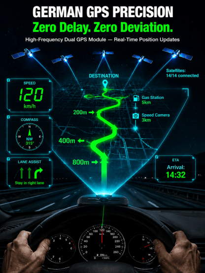🚗Smart In-Car HUD Co-Pilot: Clear Directions, Works on Sedans, SUVs, Pickups, RVs, and More