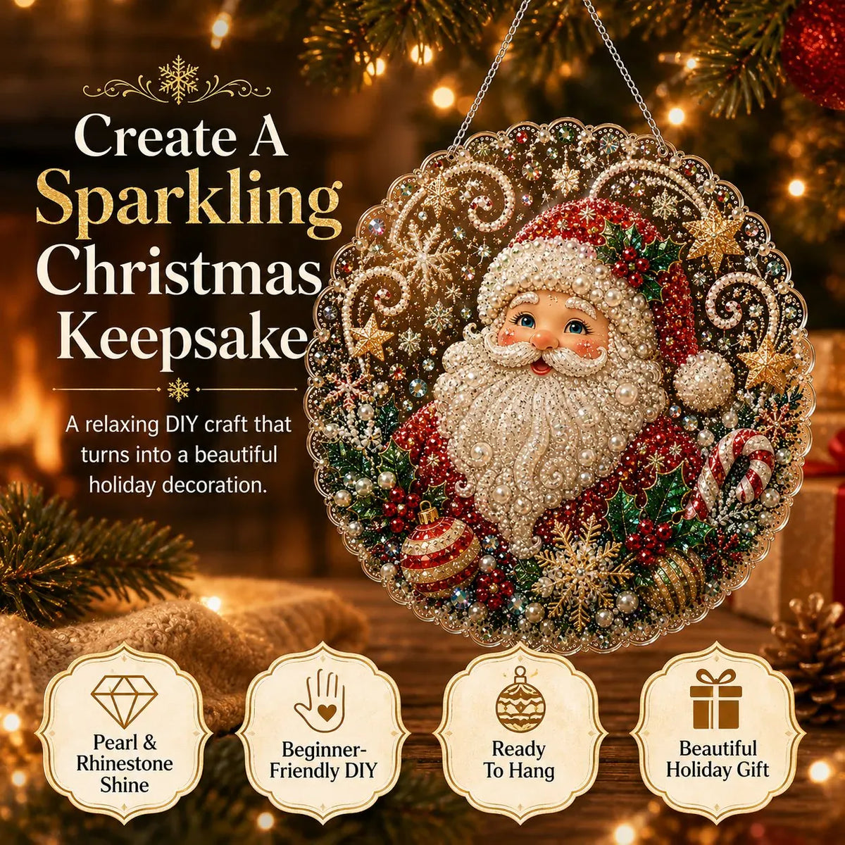 🎄 LAST DAY 49% OFF – ✨ Christmas Pearl Diamond Art Hanging Ornament Kit