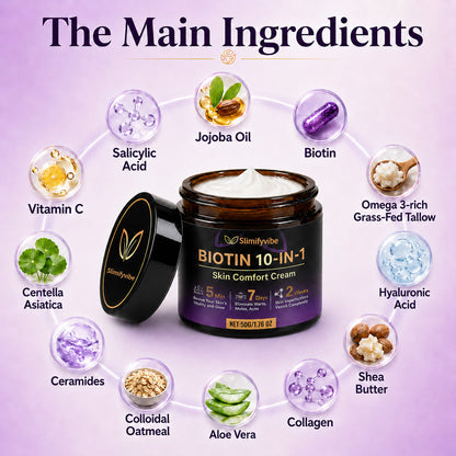 ✨ Bellevery® Biotin 10-in-1 Skin Comfort Cream 🍀 | Removes Raised Moles, Acne, Flat Warts & Skin Tags | Helps Improve Wrinkles, Scars & Blemishes