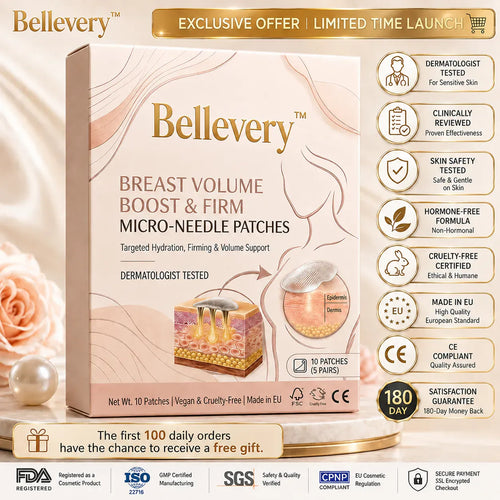 Bellevery™ Nano-Microneedle Bust Lift Patches ✨ — No Surgery Needed. For a firmer, fuller, more lifted-looking bust contour & renewed feminine confidence 💖