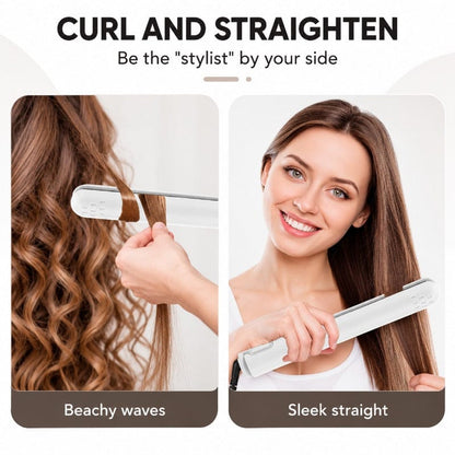 Bellevery 2-in-1 Mini Curling Iron ,USB Mini Hair Curling Iron (Straightener and Curler)