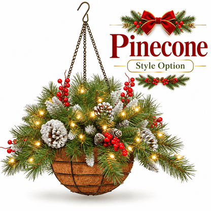 🎄 Last Day 50% OFF 🏆 Pre-Lit Christmas Hanging Basket | Pre-lit, weather-resistant, and zero maintenance🏆