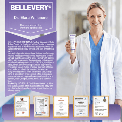 Bellevery® PDRN Multi-Peptide Massaging Body Roller Cream- Anti-aging, Hydrating, Skin Firming & Lifting, Skin Repair, Even Tone, Acne and Dark Spot Treatment, Wart and Mole Removal, and Psoriasis Relief.