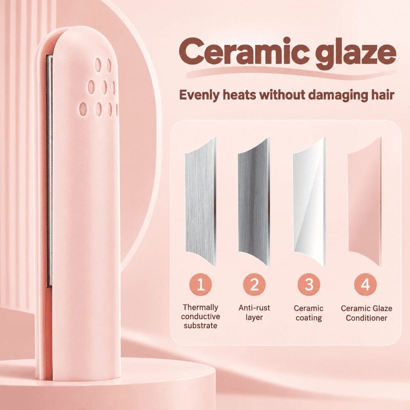 Bellevery 2-in-1 Mini Curling Iron ,USB Mini Hair Curling Iron (Straightener and Curler)