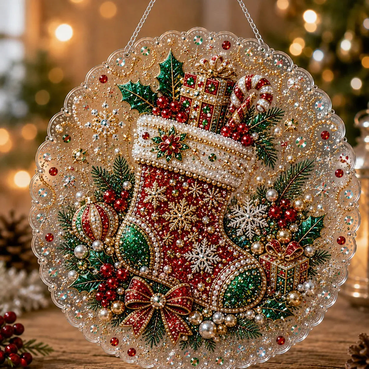 🎄 LAST DAY 49% OFF – ✨ Christmas Pearl Diamond Art Hanging Ornament Kit