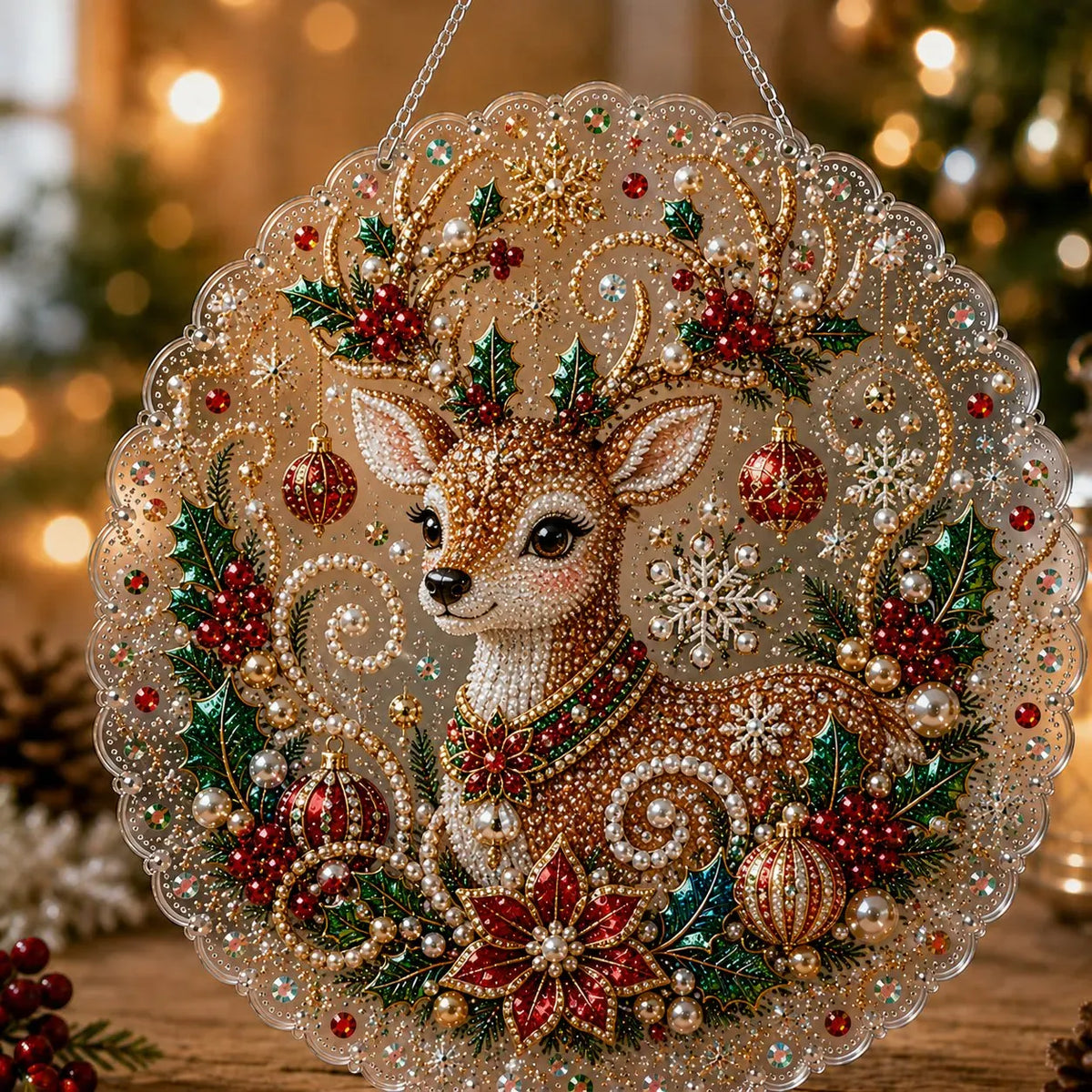 🎄 LAST DAY 49% OFF – ✨ Christmas Pearl Diamond Art Hanging Ornament Kit