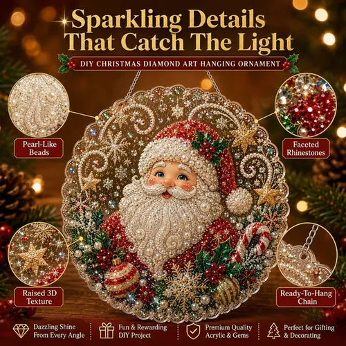 🎄 LAST DAY 49% OFF – ✨ Christmas Pearl Diamond Art Hanging Ornament Kit