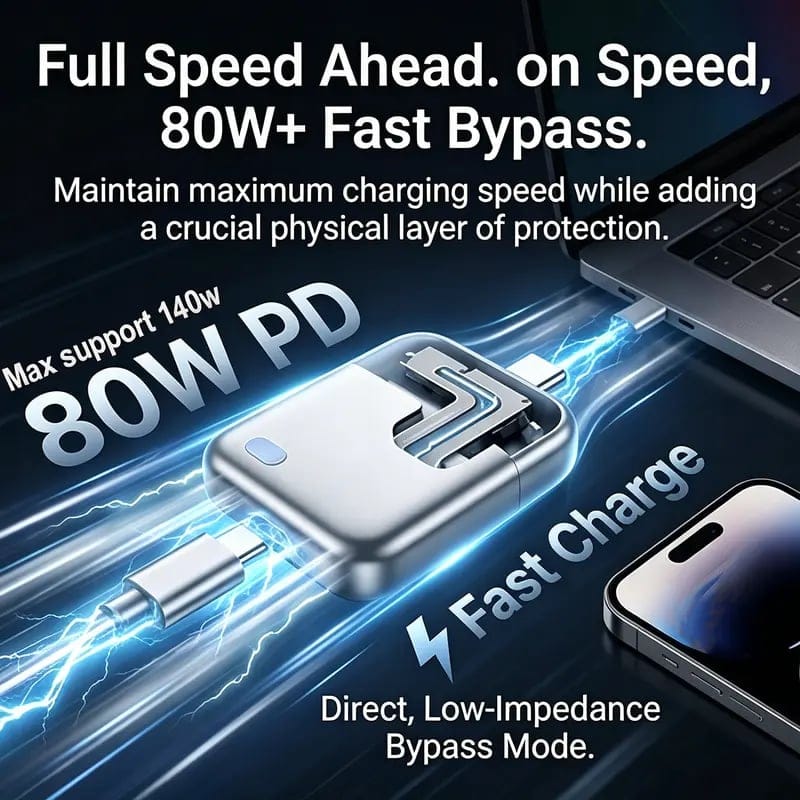 140W Physical-Disconnect Battery Guard, auto&self eject charger,Smart Auto-Stop Charging Accessory for Mobile Smartphones & Handheld Devices