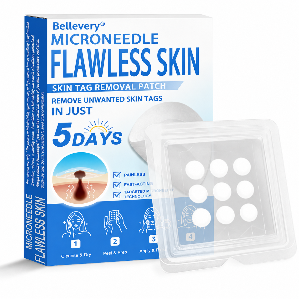🔥Last Day 80% OFF 👨‍⚕️  Bellevery® 2-in-1 Microneedle & Hydrocolloid Patch | Raised Moles,Acne,  Flat Warts & Skin Tags Remover | Improves Wrinkles, Scars & Blemishes | Invisible Pimple Patches for Face & Body