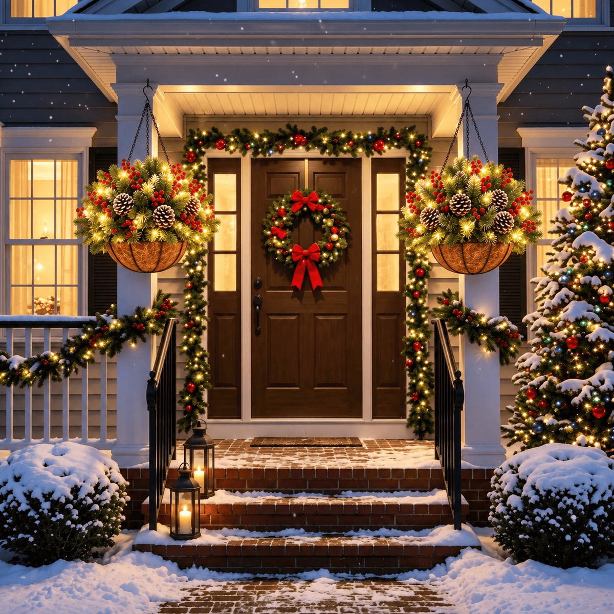 🎄 Last Day 50% OFF 🏆 Pre-Lit Christmas Hanging Basket | Pre-lit, weather-resistant, and zero maintenance🏆