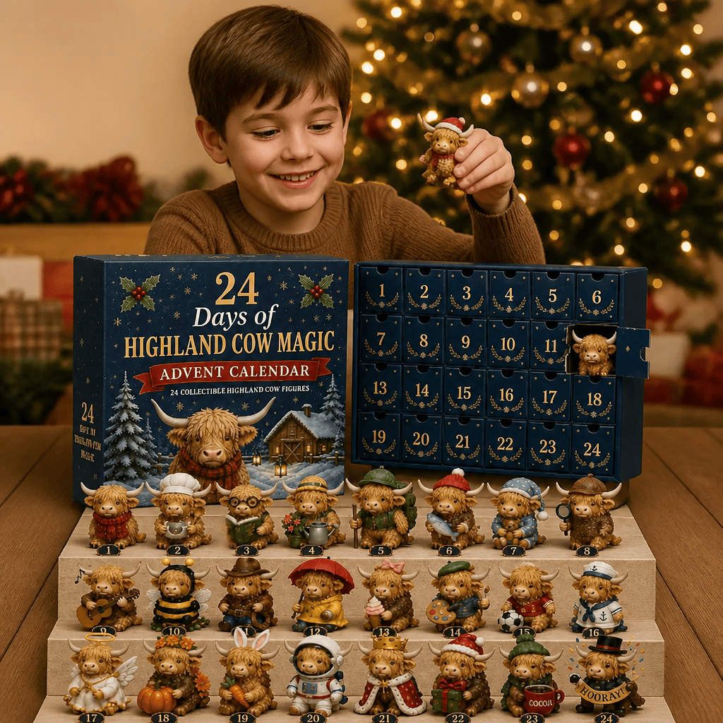 💥24-Day Highland Cow Advent Calendar with Collectible Mini Figurines