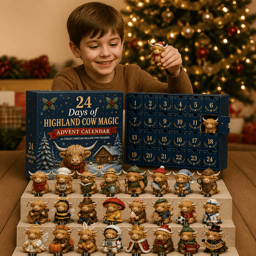 💥24-Day Highland Cow Advent Calendar with Collectible Mini Figurines