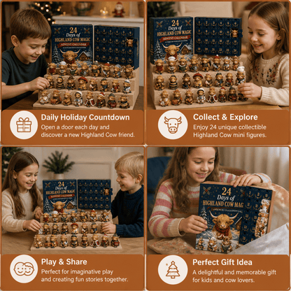 💥24-Day Highland Cow Advent Calendar with Collectible Mini Figurines