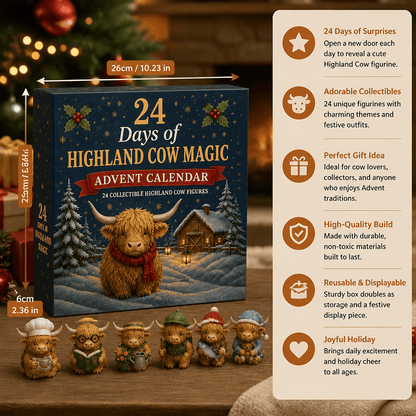 💥24-Day Highland Cow Advent Calendar with Collectible Mini Figurines