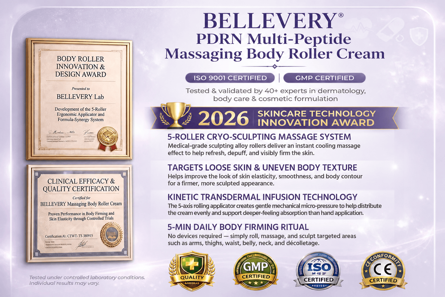 Bellevery® PDRN Multi-Peptide Massaging Body Roller Cream- Anti-aging, Hydrating, Skin Firming & Lifting, Skin Repair, Even Tone, Acne and Dark Spot Treatment, Wart and Mole Removal, and Psoriasis Relief.