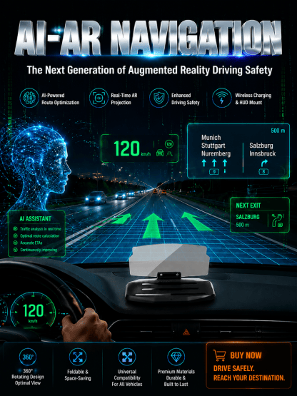 🚗Smart In-Car HUD Co-Pilot: Clear Directions, Works on Sedans, SUVs, Pickups, RVs, and More