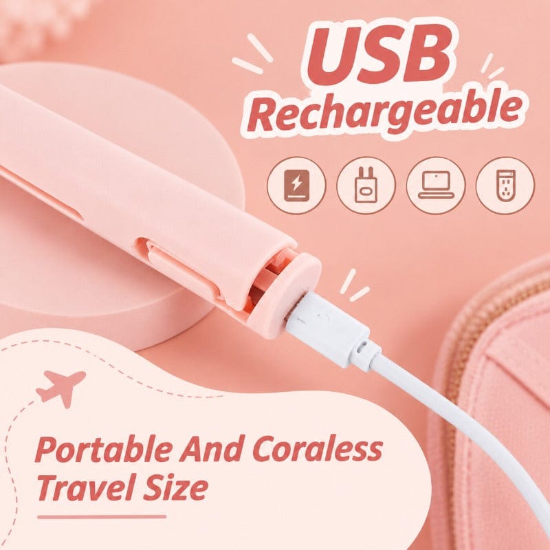 Bellevery 2-in-1 Mini Curling Iron ,USB Mini Hair Curling Iron (Straightener and Curler)
