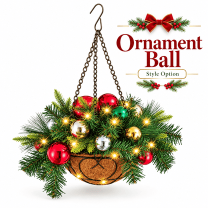 🎄 Last Day 50% OFF 🏆 Pre-Lit Christmas Hanging Basket | Pre-lit, weather-resistant, and zero maintenance🏆