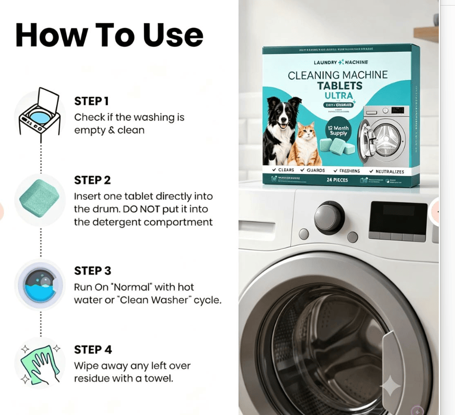 ULTRA🔥Washing Machine Cleaner 🔥Get Rid of Bacteria & Pet Odor from Your Washer